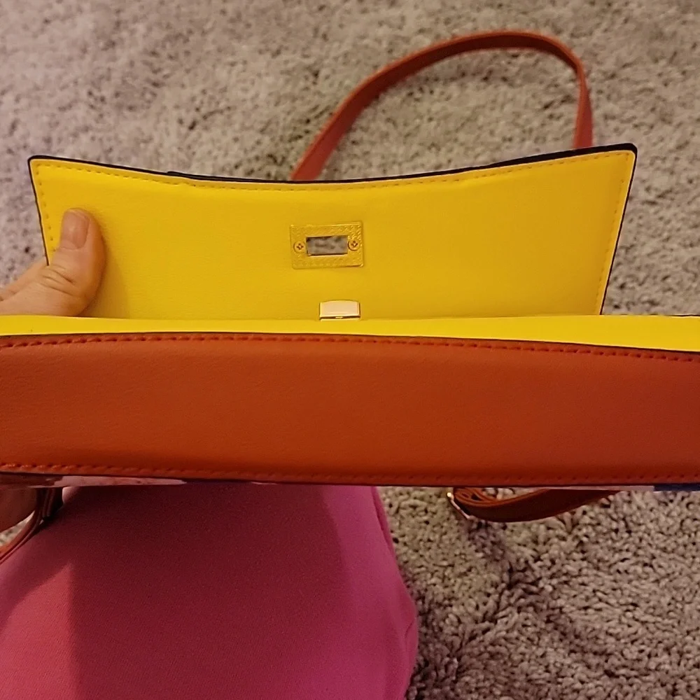 2 Pieces NWOT Red Yellow Floral Shoulder Handbag or Clutch w wallet wristlet - Picture 8 of 14